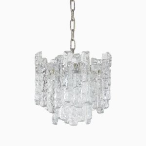 Ice Glass Chandelier attributed to Kalmar Franken KG, 1960s