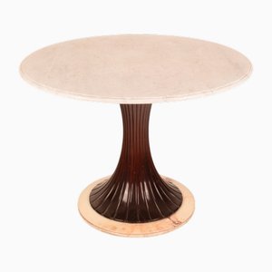 Marble and Mahogany Table by Osvaldo Borsani for Arredamenti Borsani Varedo, 1940s
