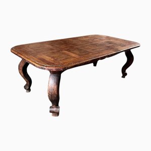 Dining Table with 18th Century Wooden Top and Louis XV Style Base