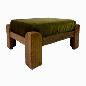 Brutalist Oak Stool or Ottoman by De Puydt, 1960s