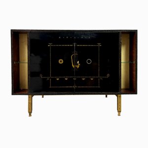Brazilian Black Lacquered Cabinet by Dinucci, 1950s