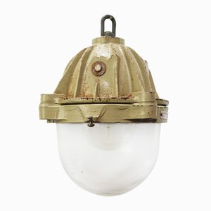Vintage Industrial French Cast Iron Pendant Lamp by Mapelec Amiens, 1977