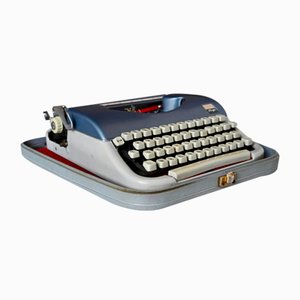 Macchina da scrivere Japy Script vintage blu, anni '60