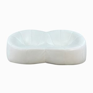 Pumpkin 2-Seater Settee in White Leather by Pierre Paulin for Ligne Roset