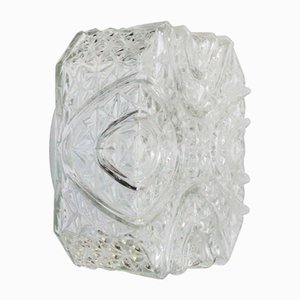 Aplique Mid-Century cuadrado de vidrio transparente