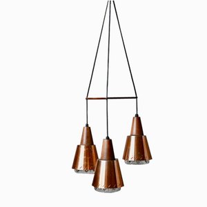 Danish Golden Teak, Glass and Metal Boomerang Lamp attributed to Fog and Mørup