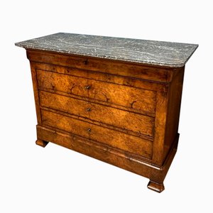 Antique French Chest of Drawers in Burr Walnut