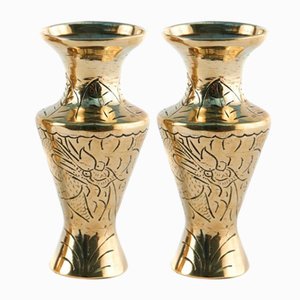 Small Antique Chinese Brass Vases, 1900s, Set of 2