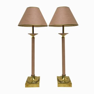 Vintage Brass and Rose Steel Table Lamps from Kullmann, the Netherlands, 1970s, Set of 2