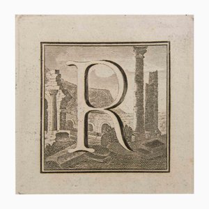 Luigi Vanvitelli, Letter R, Etching, 18th Century