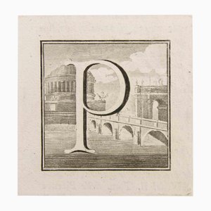 Luigi Vanvitelli, Letter P, Etching, 18th Century
