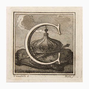 Luigi Vanvitelli, Capital Letter C, Etching, 18th Century