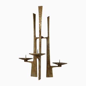 Candélabre Sculptural à Trois Bras en Acier Forgé, 1960
