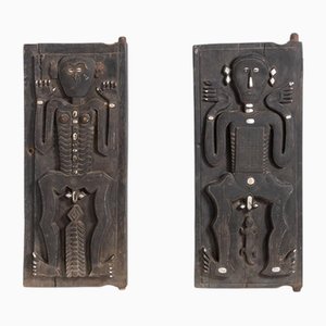 Afrikanische Kunst-Holzpaneele, Mitte des 20. Jahrhunderts