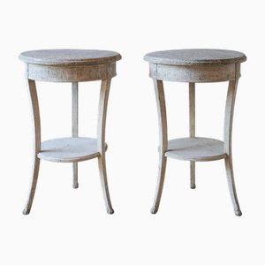 Tavolini alti rotondi rotondi grigio chiaro, XIX secolo, set di 2