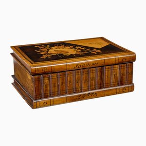 19th Century Book Shaped Inlaid Olive Box, 1890s