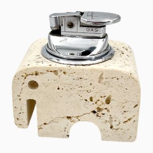 Vintage Elephant Table Lighter in Travertine attributed to Fratelli Mannelli, Italy, 1970s