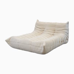 Togo Chaise Lounge in Bouclette White Fabric attributed to Michel Ducaroy for Ligne Roset, 1974