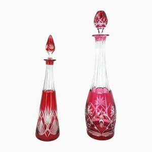 Val Saint Lambert zugeschriebene Kristallkaraffe, 1960er, 2er Set