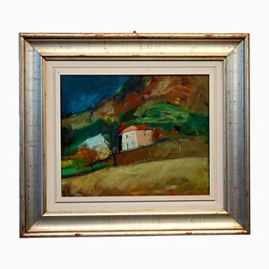 Piero Leo, Landscape, 1971, Oil Painting on Hardboard, Framed