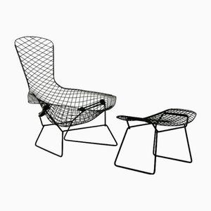 Set of Bird Chair with Ottoman attributed to Harry Bertoia for Knoll, 1960s