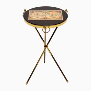 Mesa auxiliar italiana vintage de latón, años 60