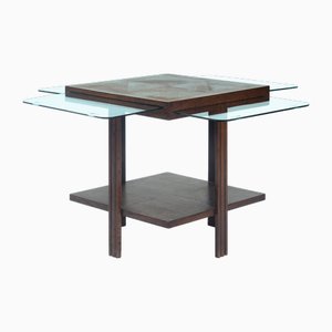 Mesa de juegos Art Déco con superficies extensibles de vidrio, años 30