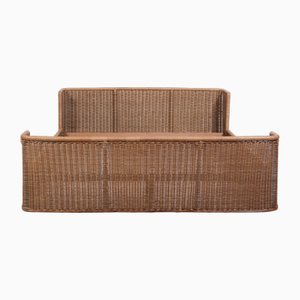 Wicker Double Bed by A. Dal Lago for Germa, 1970s