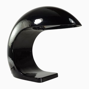 Modernist Italian Black Prisma Ceramic Table Lamp by Ivo Sedazzari, 1970s