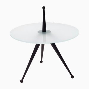 Tripod Beech and Glass Side Table by Cesare Lacca, 1980s