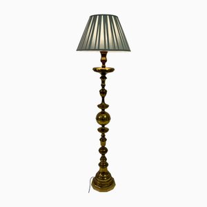 Mid-Century Turned Brass Floor Lamp, 1960s
