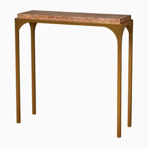 Table Console en Laiton et Marbre Rose