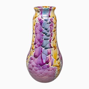 Vaso vintage Polycrome Craquelé in ceramica sarda di Giuseppe Locci, Italia, anni '90