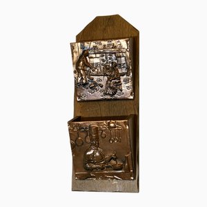 French Arts and Crafts Copper Wall Hanging Letter Rack