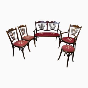 Suite de Salon en Bois Courbé de Baumann, 1920s, Set de 5