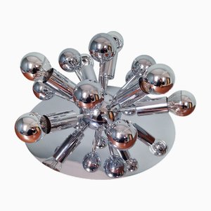 Lampada da soffitto Sputnik in metallo cromato, anni '70