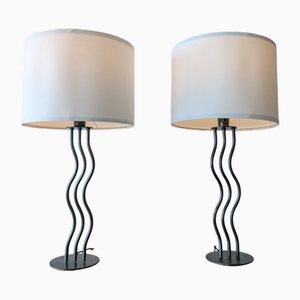 Vintage American Black Steel Wiggle Lamps, 1980s, Set of 2