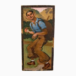 Michel Jamar, Hiker with a Pipe, 1930-1940, Oil on Panel