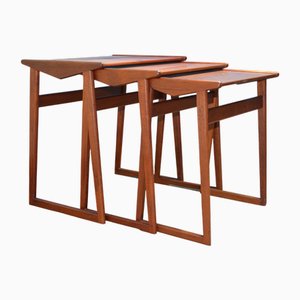 Dänische Teak Satztische, 1960er, 3er Set