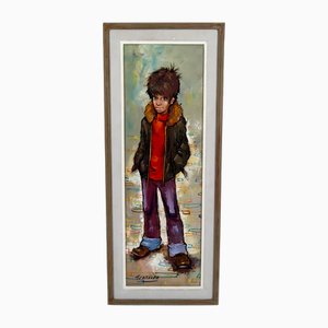 Peinture à l'Huile sur Toile Antonio Collado Gonzalez, Little Boy, 1970s