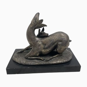 Sculpture Depicting Two Fawns in Silver, 1930s