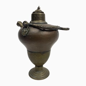 Théière Antique en Cuivre et Laiton, France, 1940s