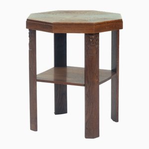 Art Deco Amsterdam School Sidetable in Oak and Ebony attributed to Napoleon Le Grand, the Netherlands, 1920s