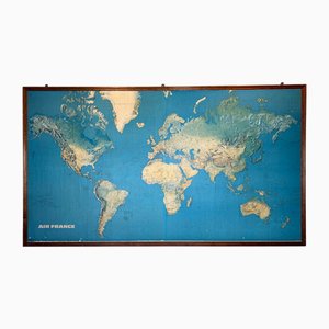 Mappa delle vie aeree Air France vintage, anni '70