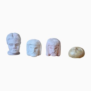 Sculpted Heads in Plaster and Wax, 1920s-1940s, Set of 4