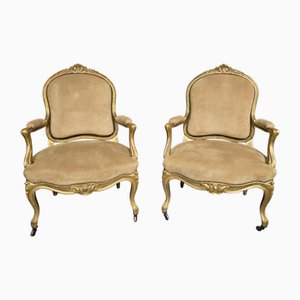 Vergoldete französische Bergere Sessel, 1880, 2er Set