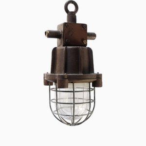 Lámpara colgante industrial vintage de hierro fundido oxidado de Industria Rotterdam