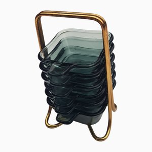 Posacenere Bauhaus con supporto di Wilhelm Wagenfeld per WMF, set di 7