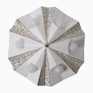 Lampada da parete Star in ceramica bianca e dorata di Pan Keramik, Germania, anni '70
