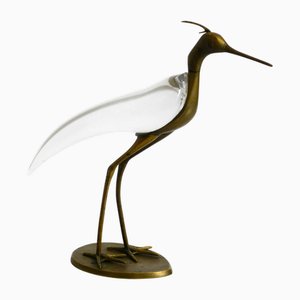 Mid-Century Modern Decorative Brass and Glass Bird by Luca Bojola for Licio Zanetti, 1950s